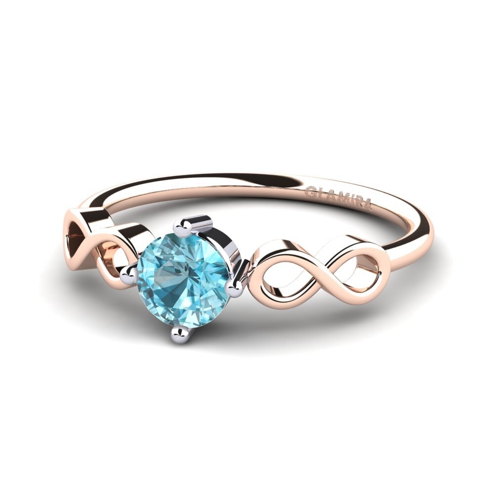 14ct Rose & White Gold Blue Zircon Women's Ring Ehtel