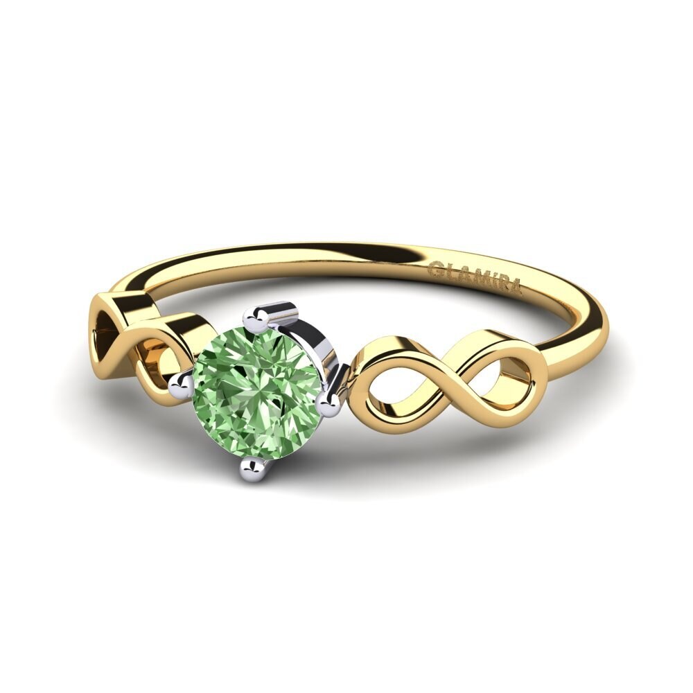 18ct Yellow & White Gold Green Diamond Women's Ring Ehtel