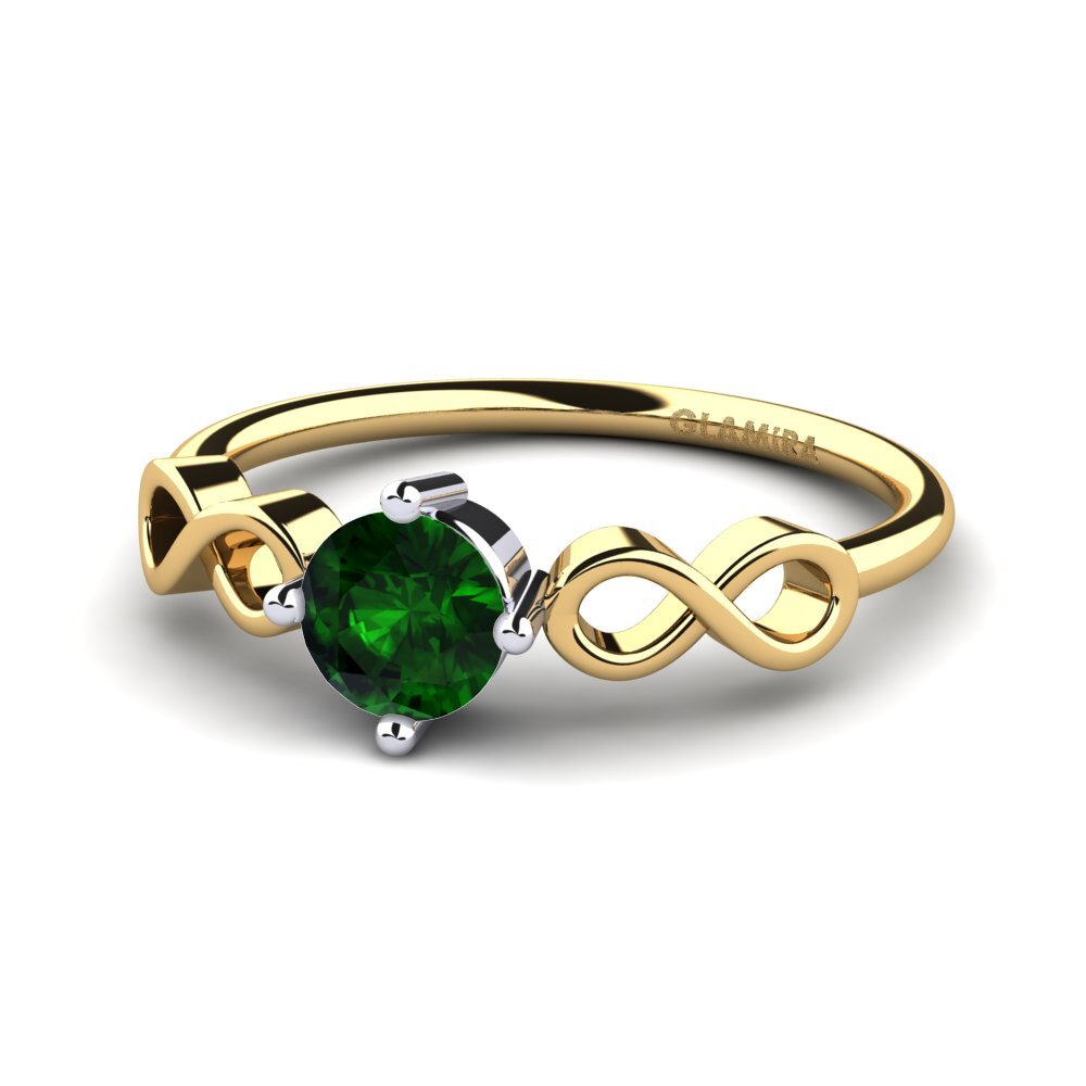 14ct Yellow & White Gold Green Tourmaline Women's Ring Ehtel