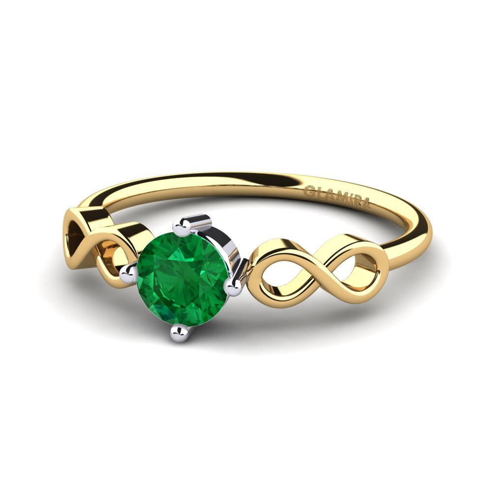 18ct Yellow & White Gold Emerald (Lab Created) Women's Ring Ehtel