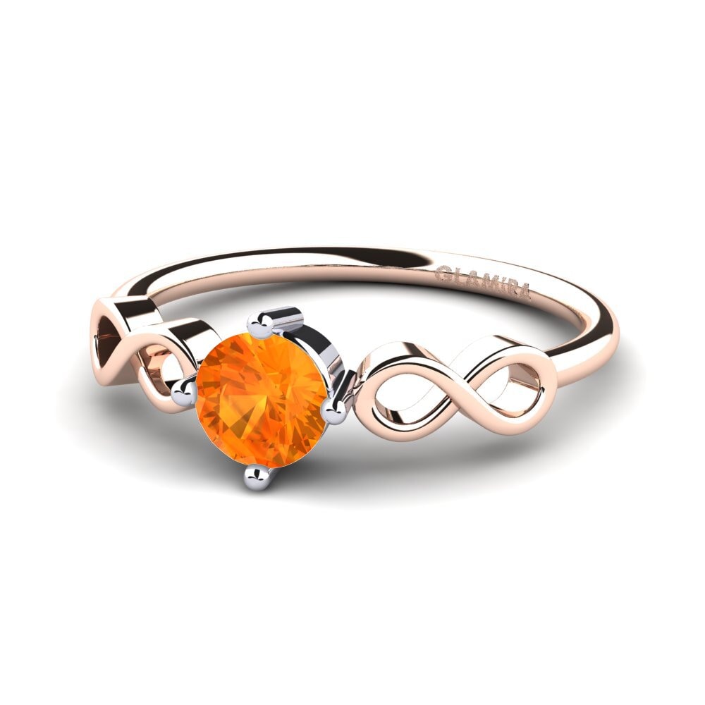 18ct Rose & White Gold Orange Sapphire Women's Ring Ehtel