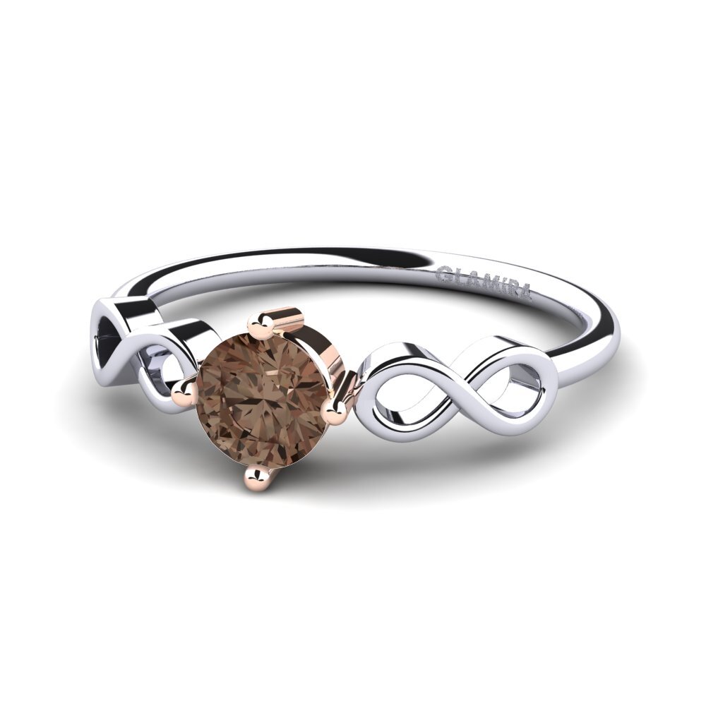 9ct White & Rose Gold Smoky Quartz Women's Ring Ehtel