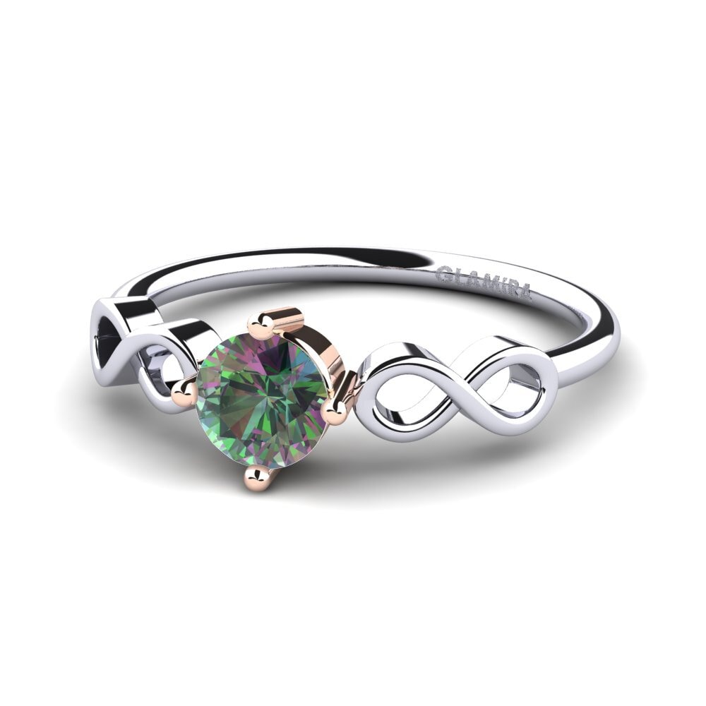 18ct White & Rose Gold Mystic Topaz Women's Ring Ehtel
