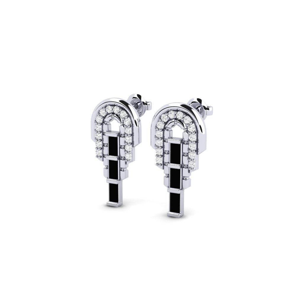 9k White Gold Black Sapphire Women's Earring Eichel