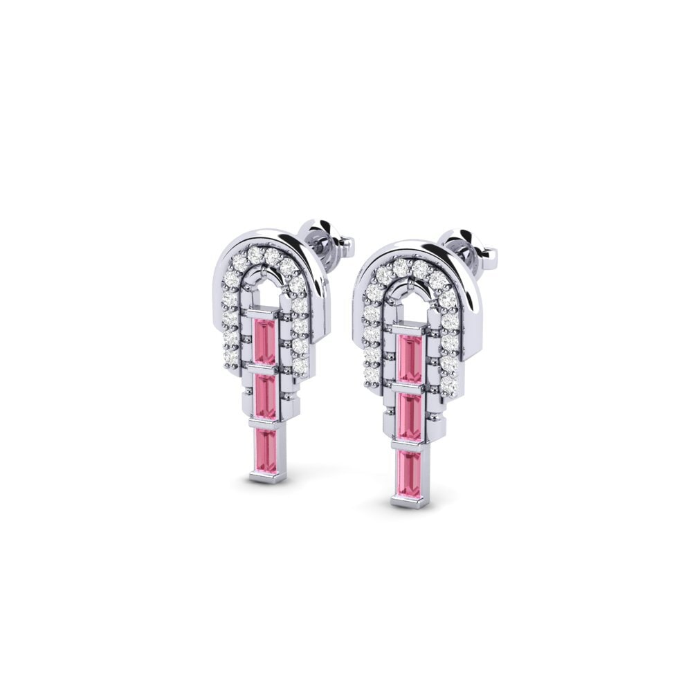 950 Platinum Pink Sapphire Women's Earring Eichel