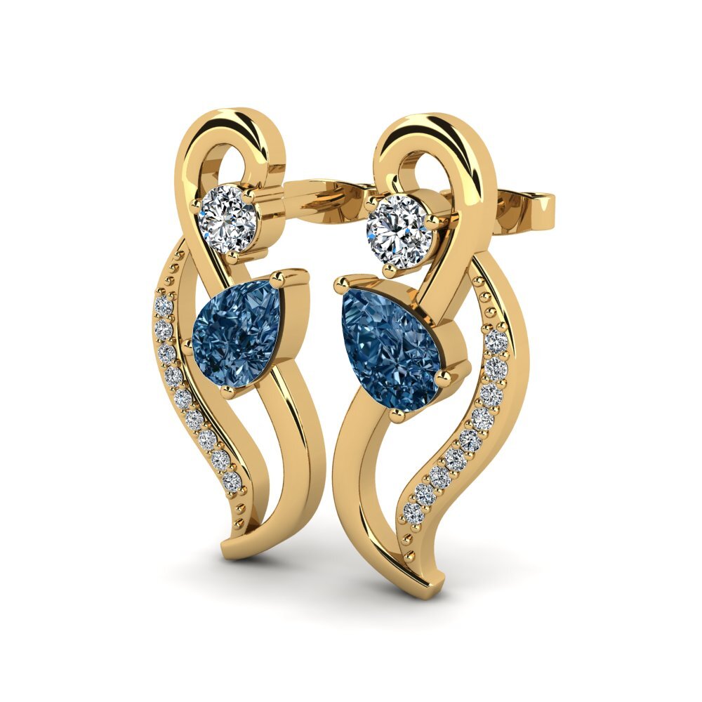 14k Oro Amarillo Pera Pendiente de mujer Eider
