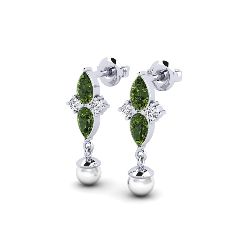 14ct White Gold Green Sapphire Women's Earring Eiffel