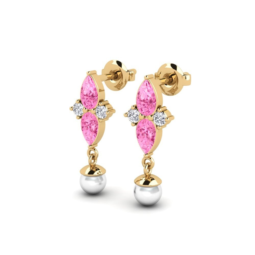 Saphir Rose Boucle d'oreille femme Eiffel