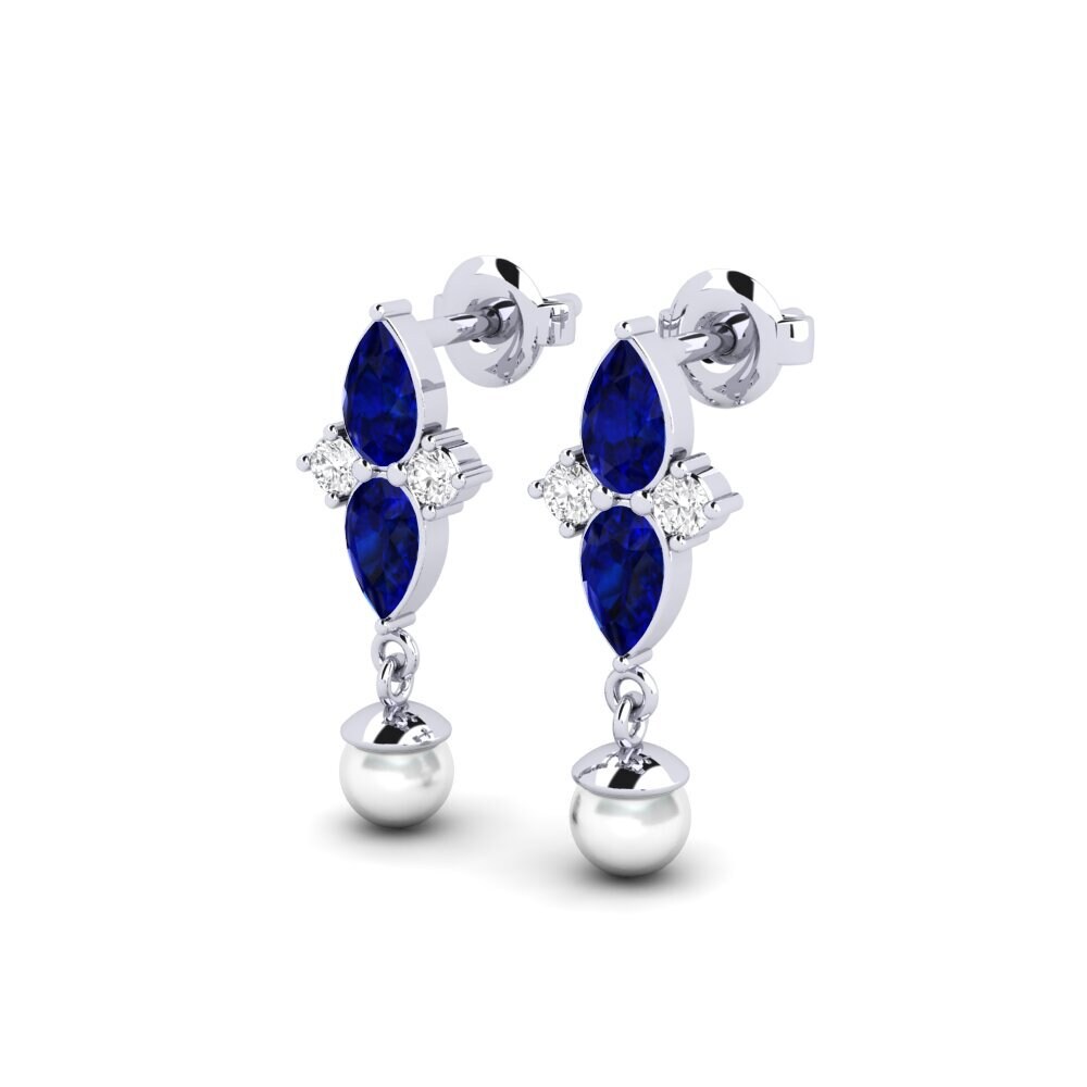 9k White Gold Sapphire Women's Earring Eiffel