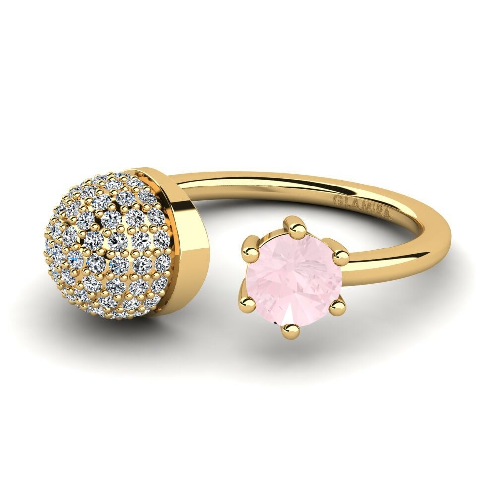 Bagues Or Jaune 18k Quartz Rose Ouvertes