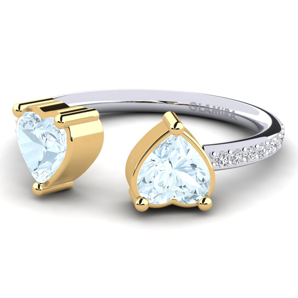 14ct White & Yellow Gold Aquamarine Engagement Ring Eionia