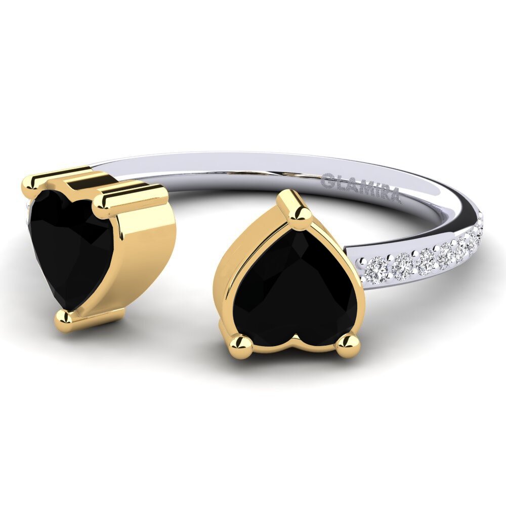 9ct White & Yellow Gold Black Onyx Engagement Ring Eionia