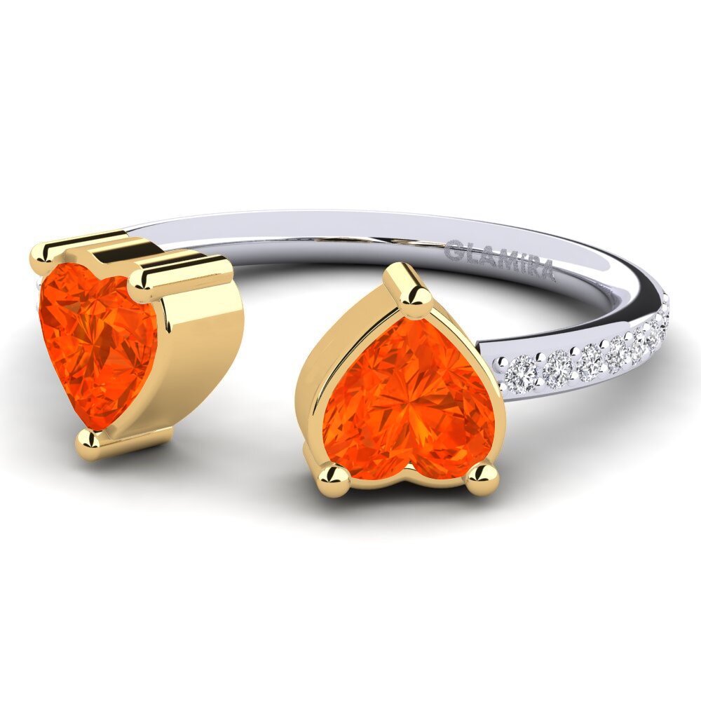 9ct White & Yellow Gold Fire Opal Engagement Ring Eionia