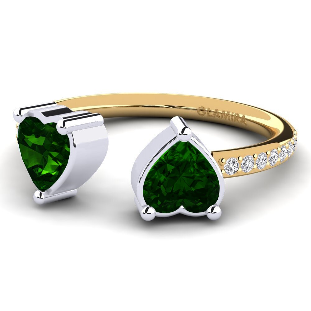14ct Yellow & White Gold Green Tourmaline Engagement Ring Eionia