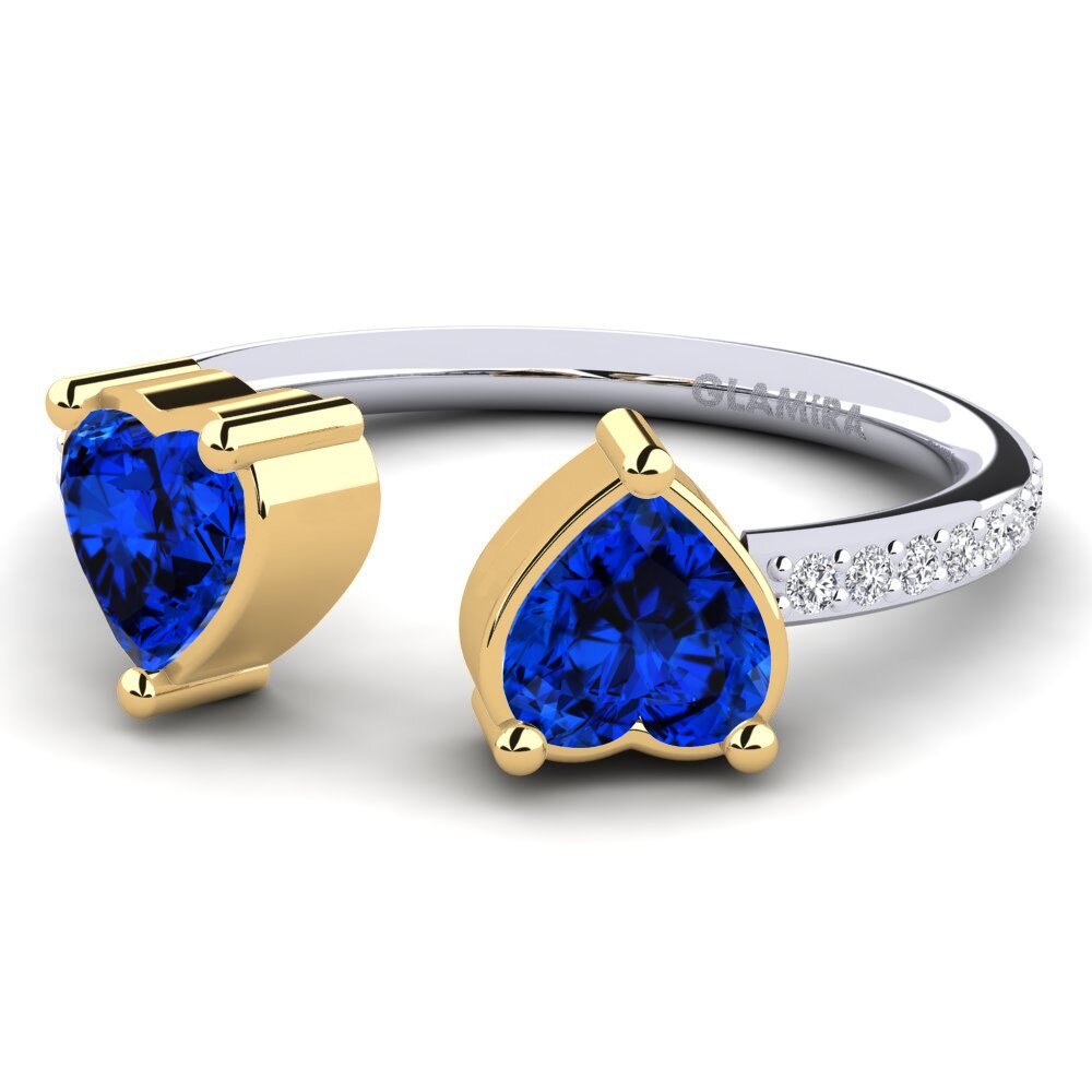 18ct White & Yellow Gold Sapphire (Lab Created) Engagement Ring Eionia