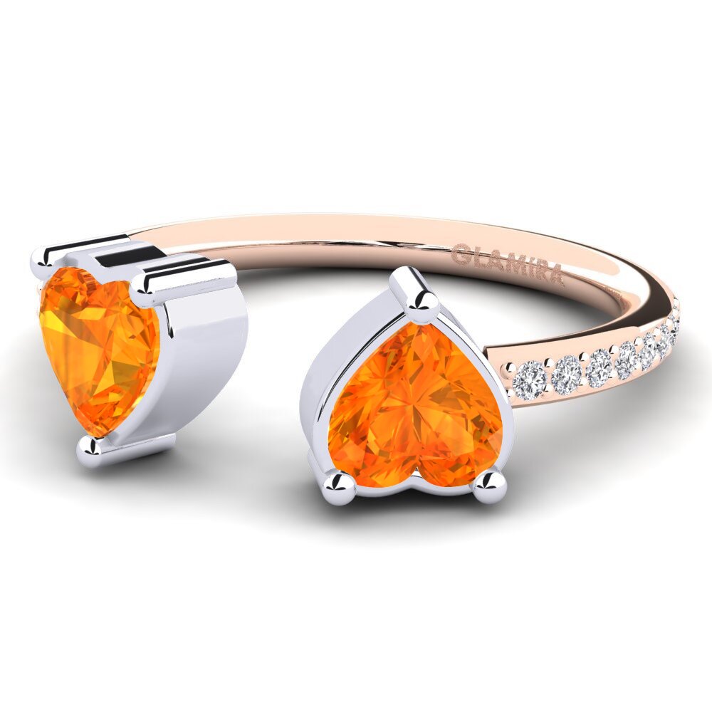 18ct Rose & White Gold Orange Sapphire Engagement Ring Eionia