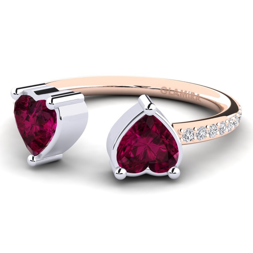 18ct Rose & White Gold Rhodolite Garnet Engagement Ring Eionia