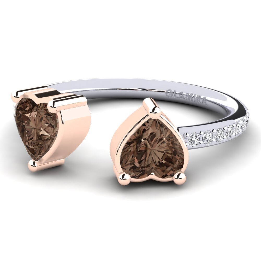 9ct White & Rose Gold Smoky Quartz Engagement Ring Eionia