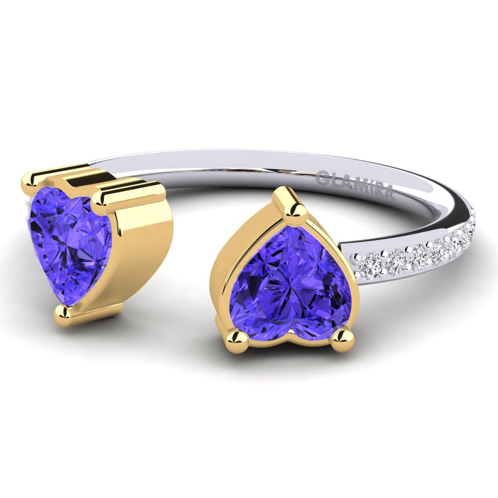 9ct White & Yellow Gold Tanzanite Engagement Ring Eionia