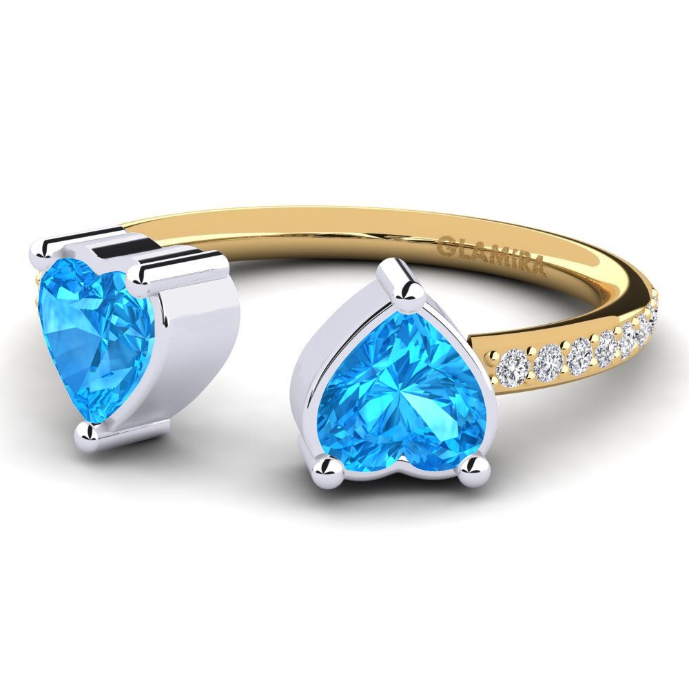 18ct Yellow & White Gold Blue Topaz Engagement Ring Eionia