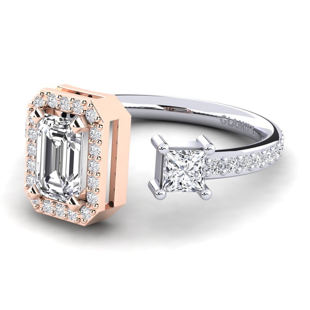 14k Oro Blanco & Rosa Anillo de compromiso Eirena