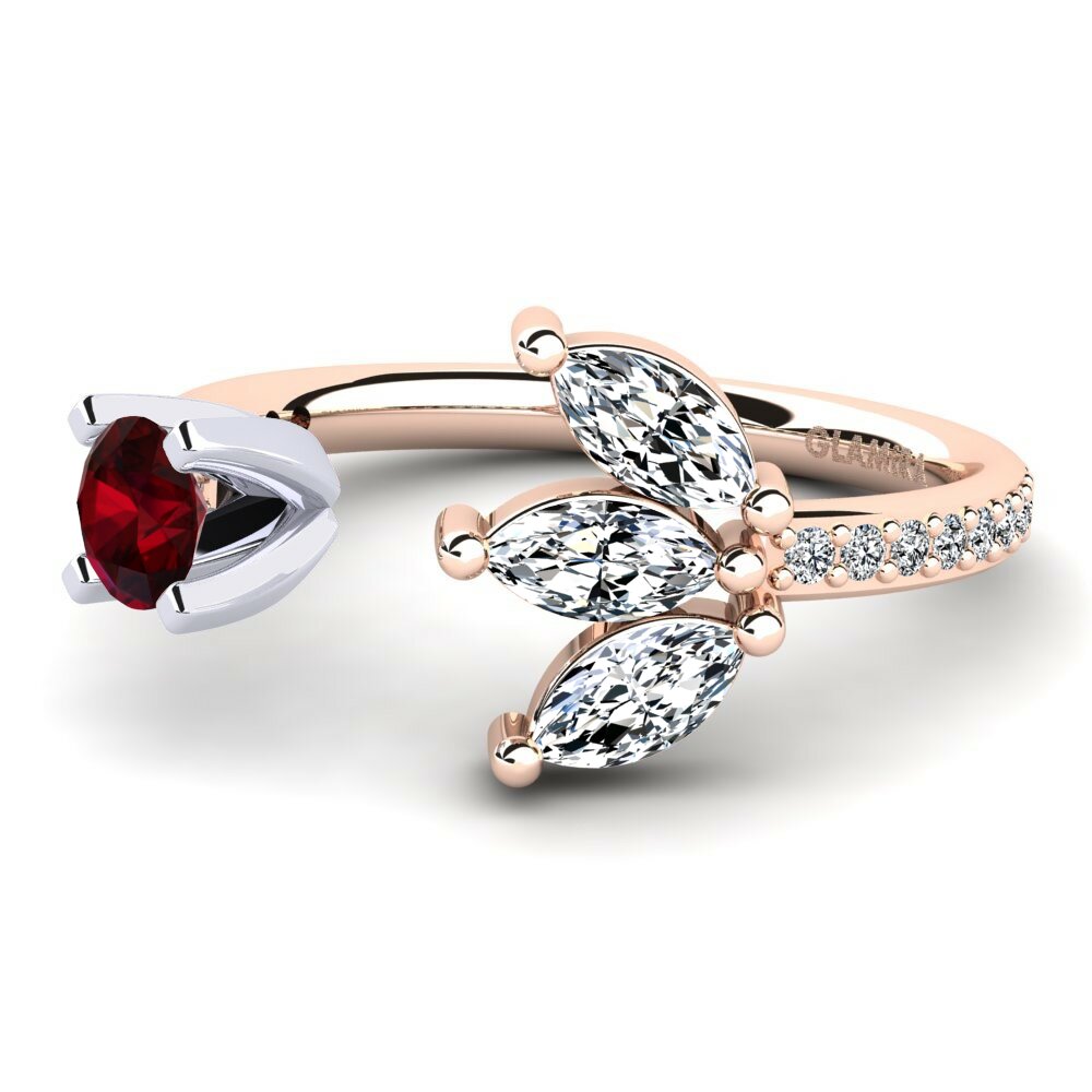Bagues Or Rose& Blanc 18k Grenat Ouvertes