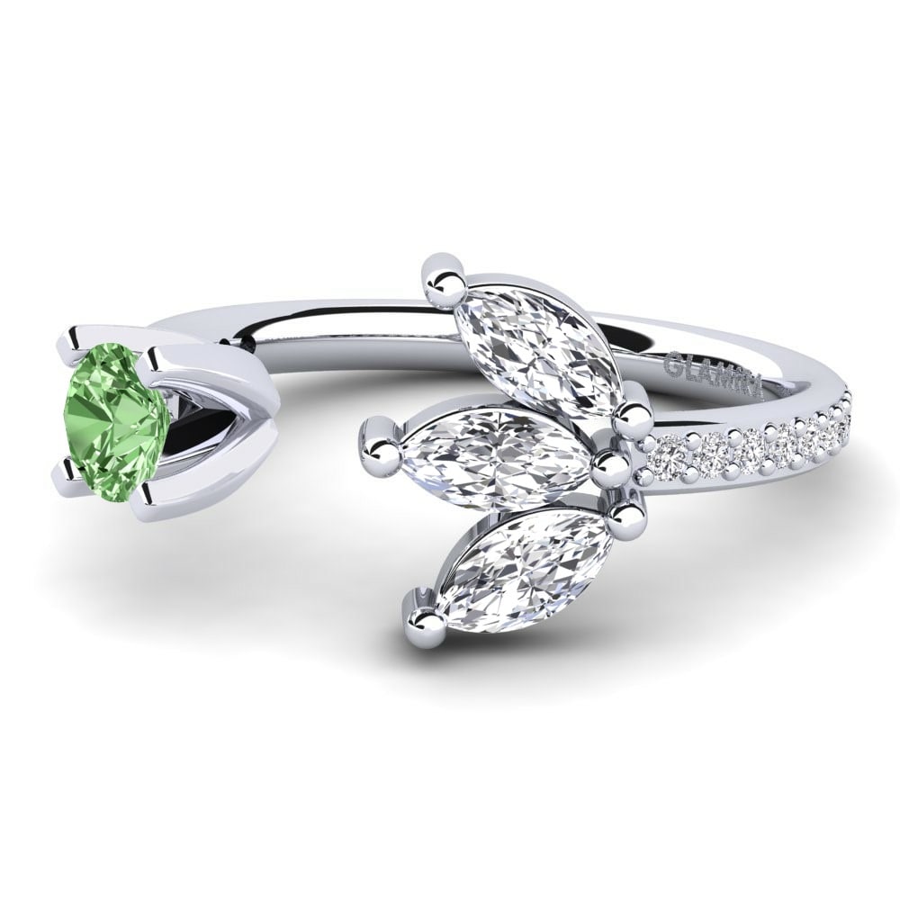Open Green Diamond Engagement Rings