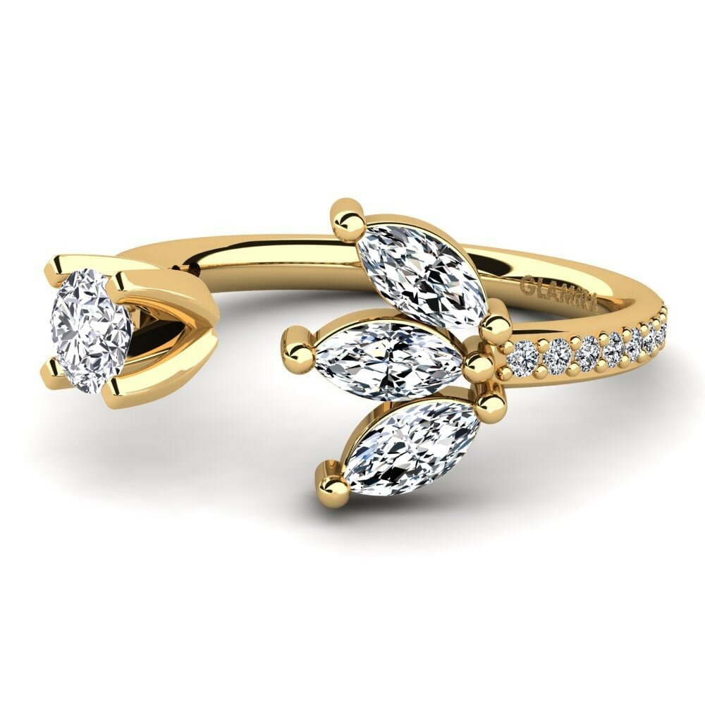 Bagues Or Jaune 18k Diamant De Synthèse Ouvertes