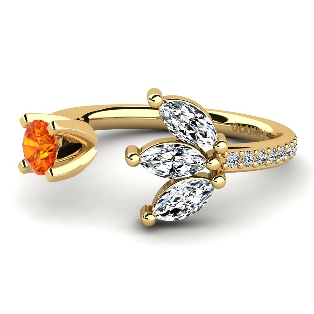 Bagues Or Jaune 18k Saphir orange Ouvertes