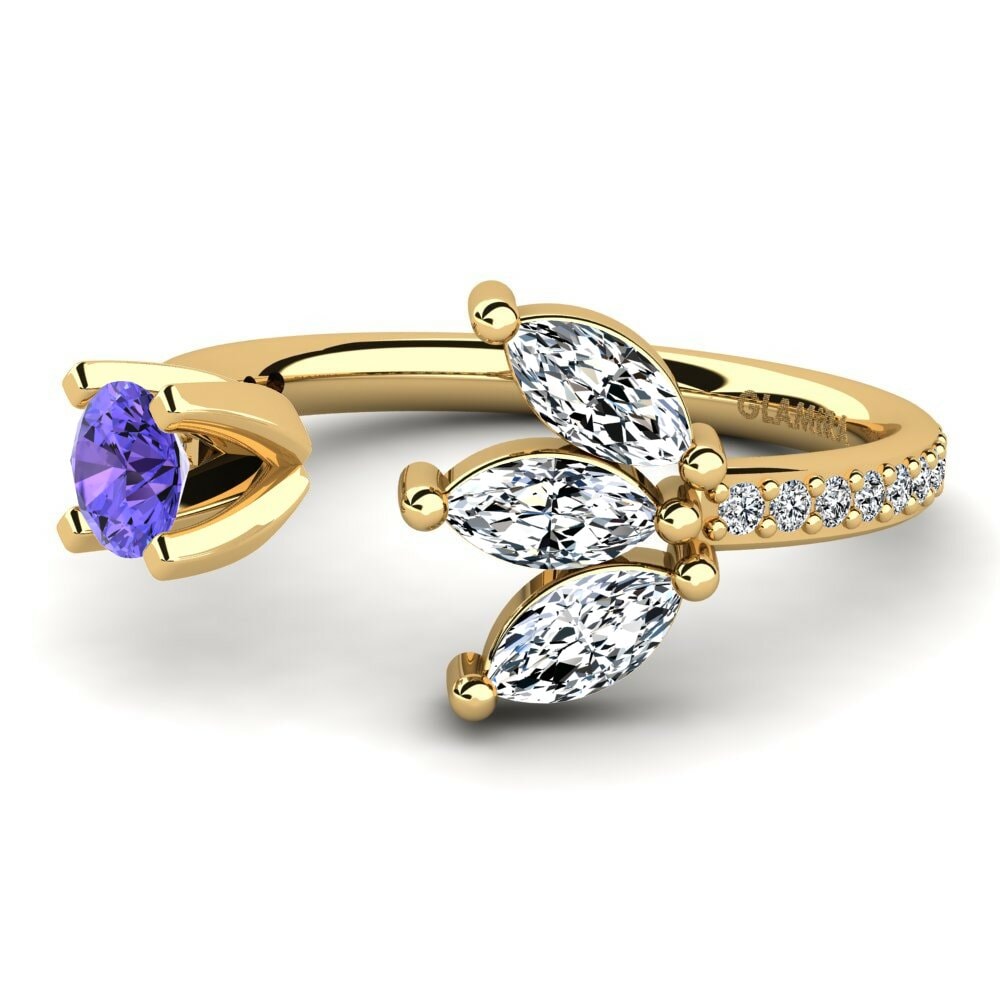 Bagues Or Jaune 18k Tanzanite Ouvertes