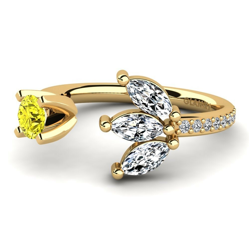 Bagues Or Jaune 18k Diamant Jaune Ouvertes