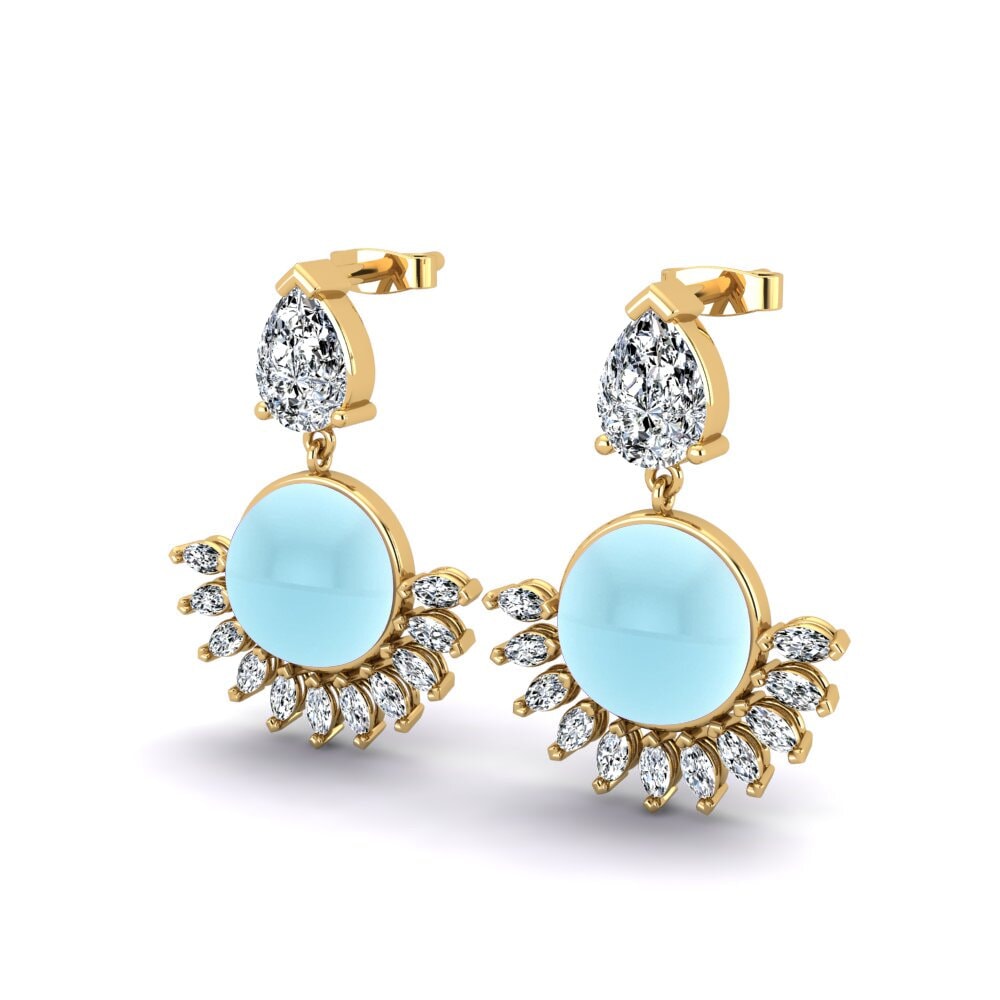 Gelbgold 585 Cabochon Aquamarin Damen ohrring Eisner