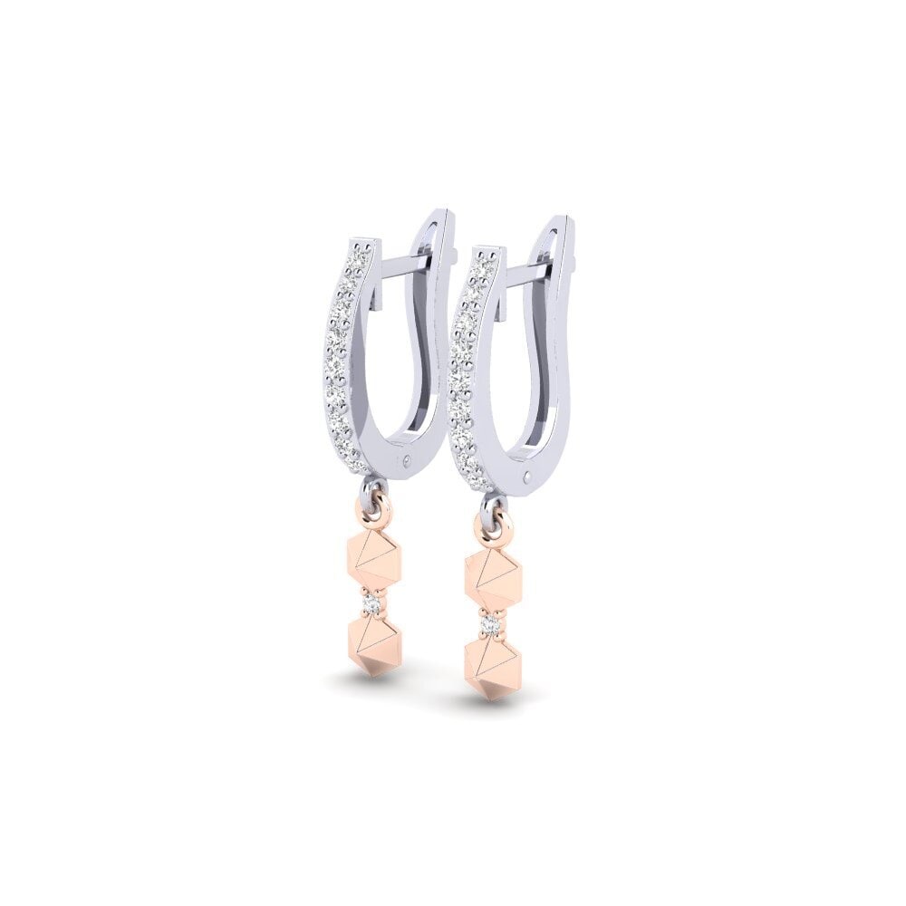 14k Oro Blanco & Rosa Pendiente de mujer Ekangami