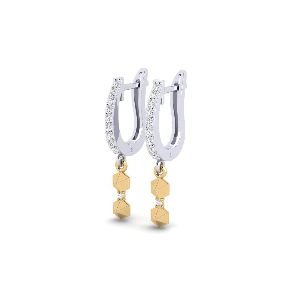 14k Oro Blanco / Amarillo Pendiente de mujer Ekangami