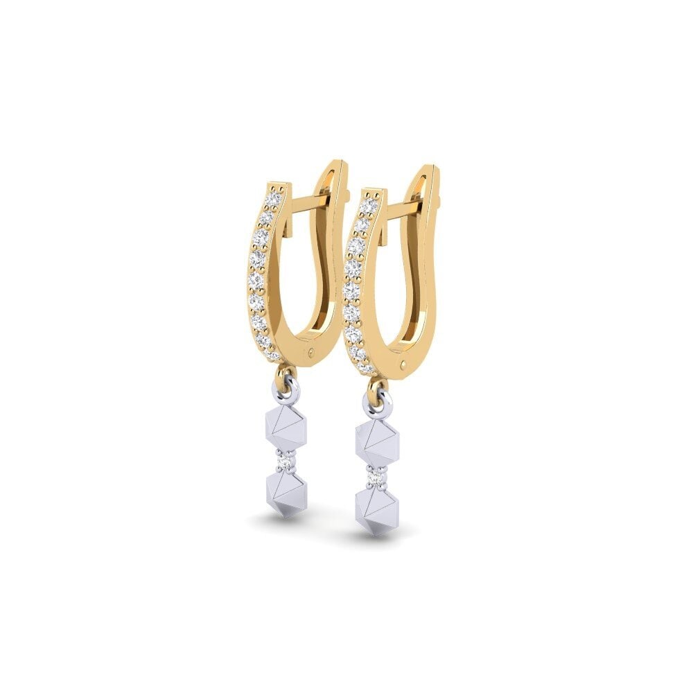 14k Oro Amarillo/Blanco Pendiente de mujer Ekangami