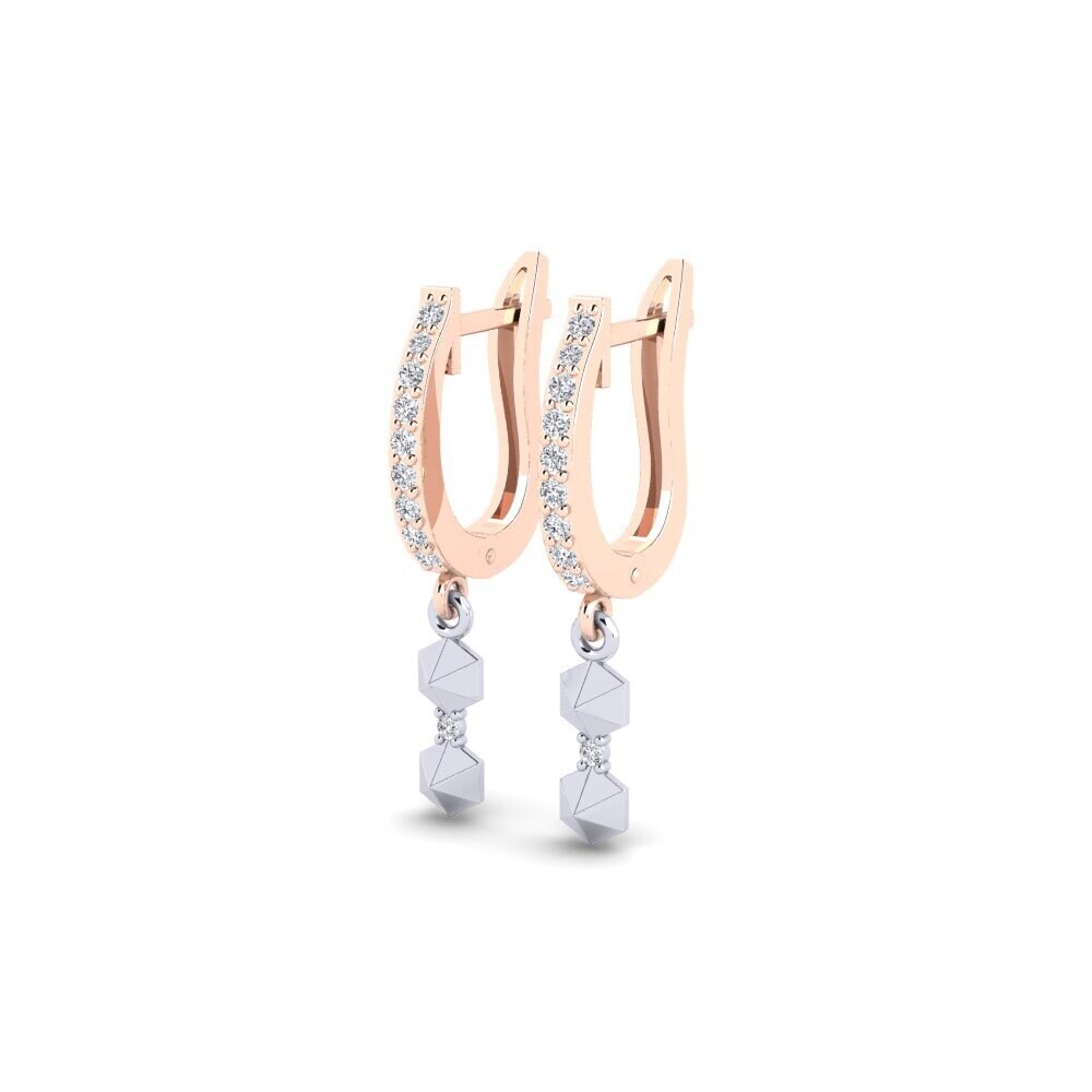 Vermelho & Branco-14K Brincos Feminino Ekangami