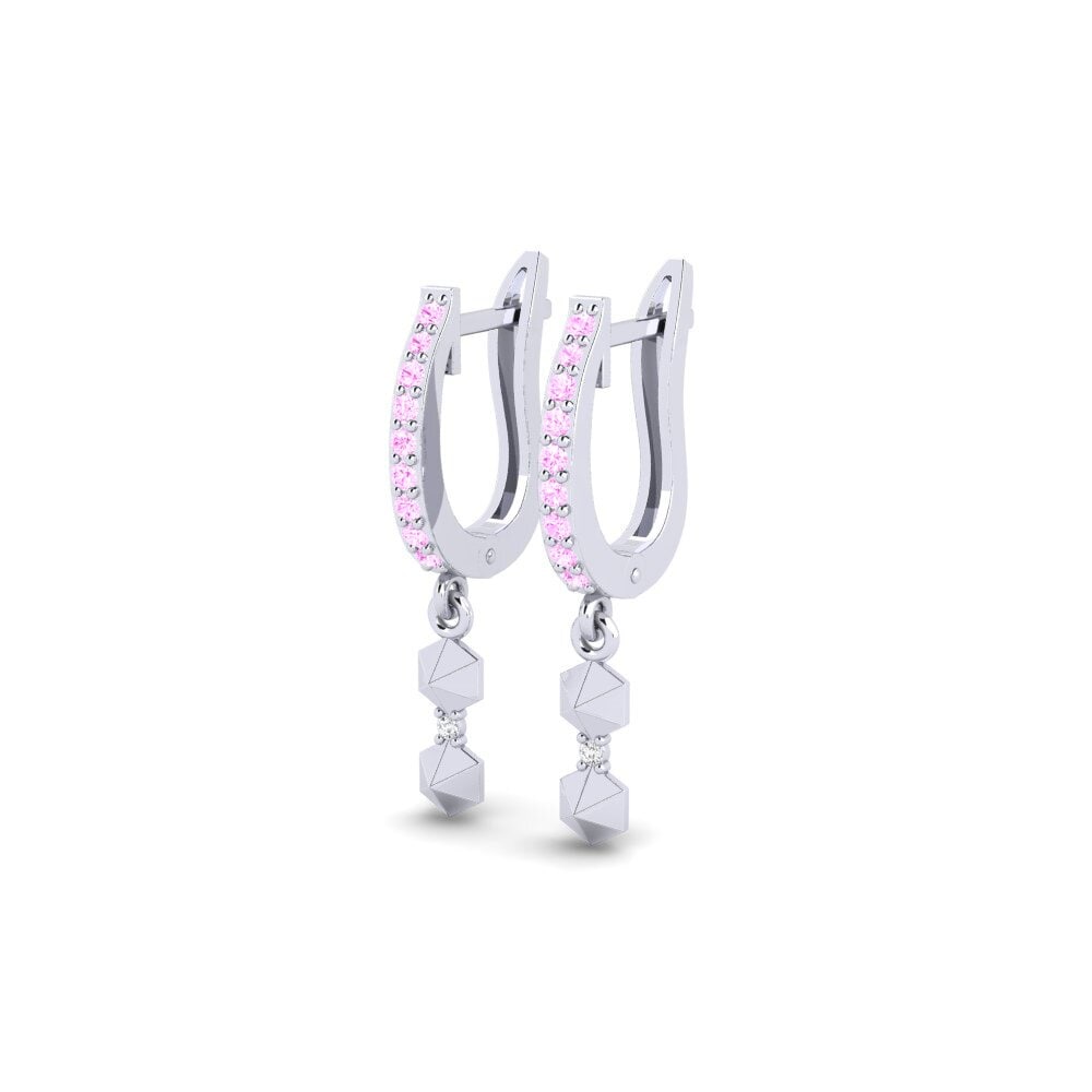 Platino Zafiro Rosado Pendiente de mujer Ekangami