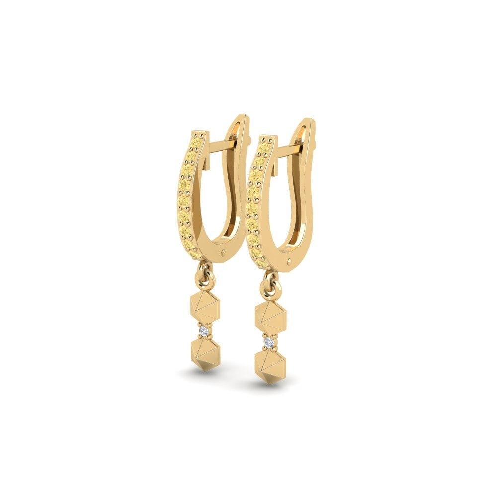 Gele Diamant Dames Oorbellen Ekangami