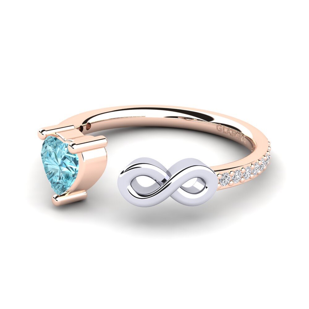 14ct Rose & White Gold Blue Zircon Ring Ekaterina