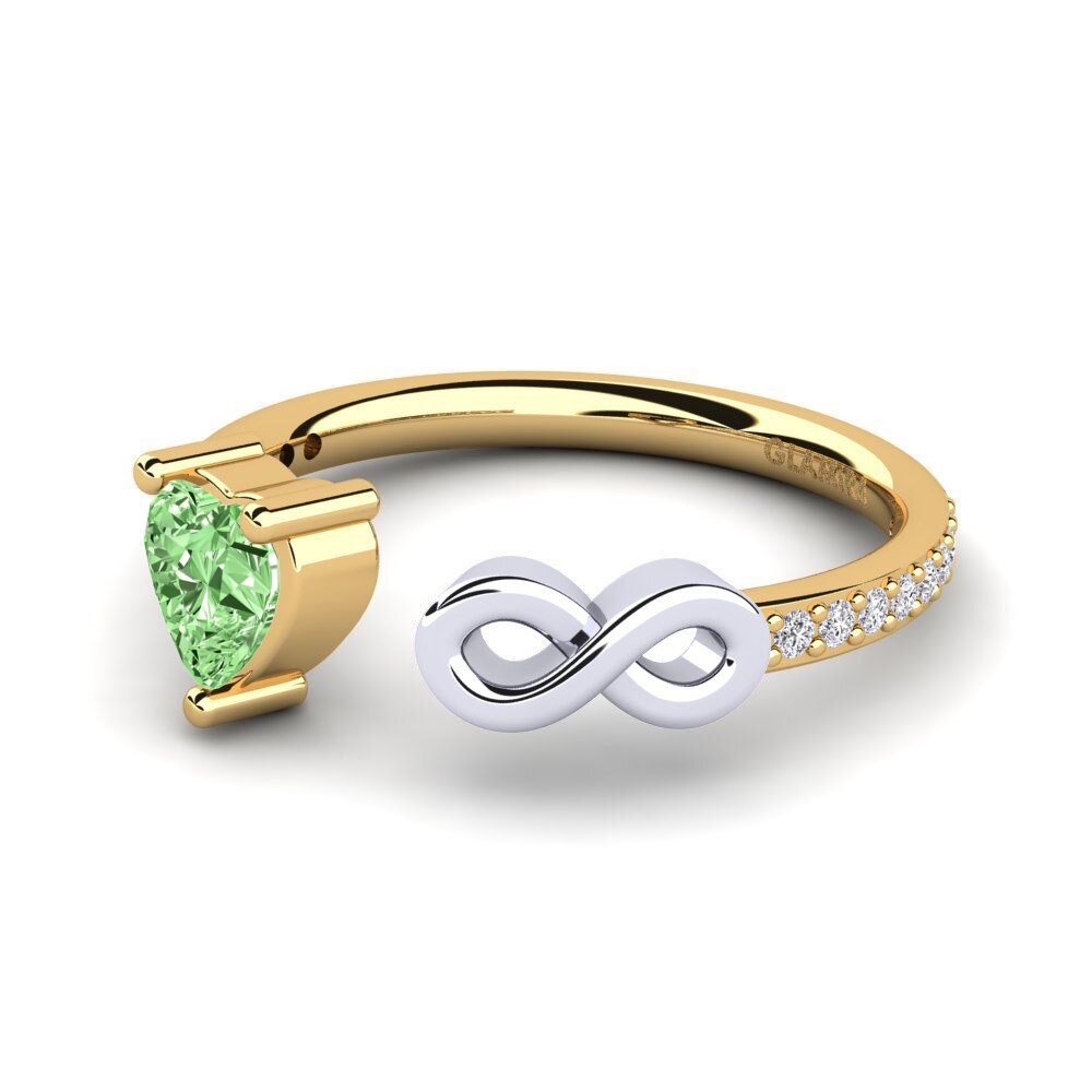 18ct Yellow & White Gold Green Diamond Ring Ekaterina