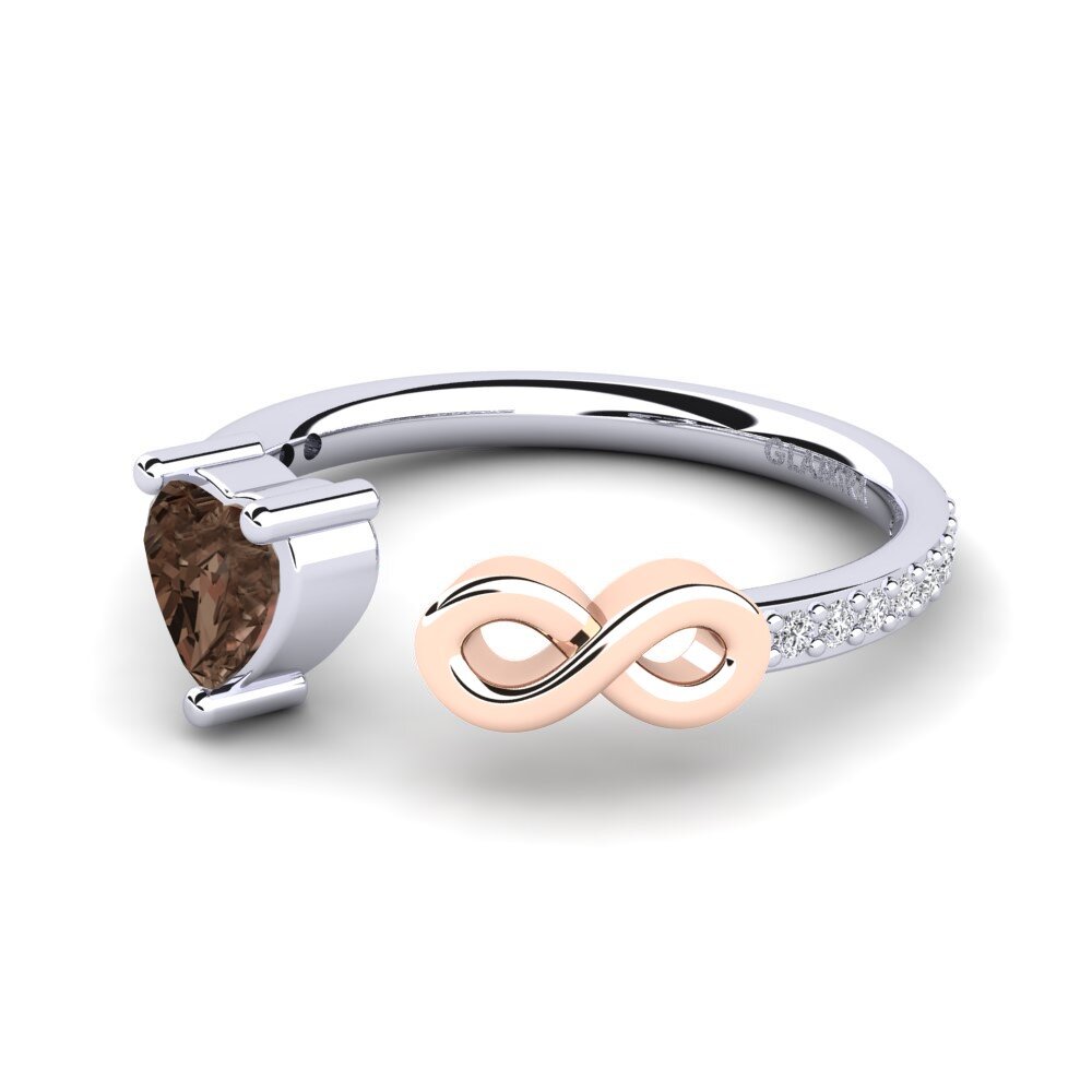 9ct White & Rose Gold Smoky Quartz Ring Ekaterina