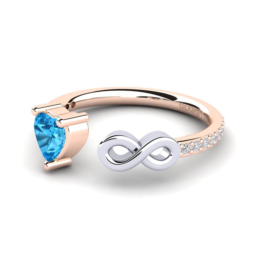 18ct Rose & White Gold Blue Topaz Ring Ekaterina