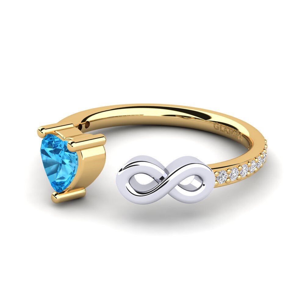 18ct Yellow & White Gold Blue Topaz Ring Ekaterina