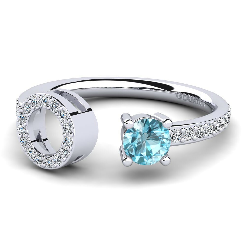 Open Blue Zircon Engagement Rings