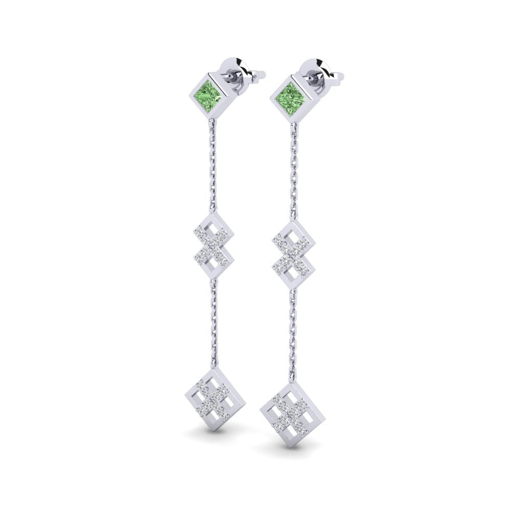 950 Platin Grüner Diamant Damen ohrring Elain