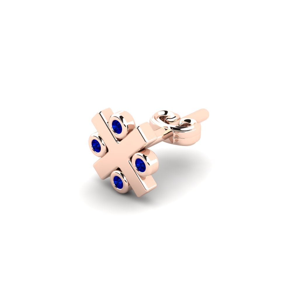 14ct Rose Gold Sapphire Men's Earring Elan