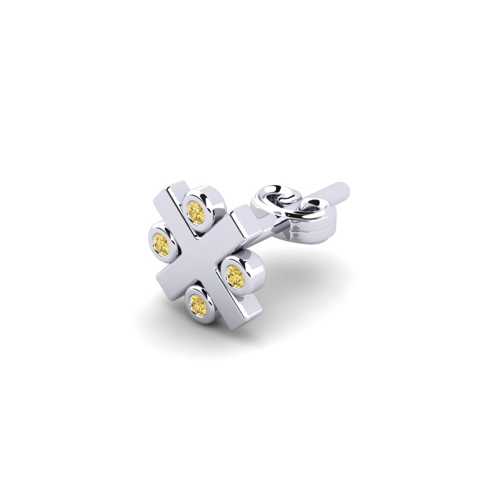 925 stříbro Žlutý diamant Pánské náušnice Elan