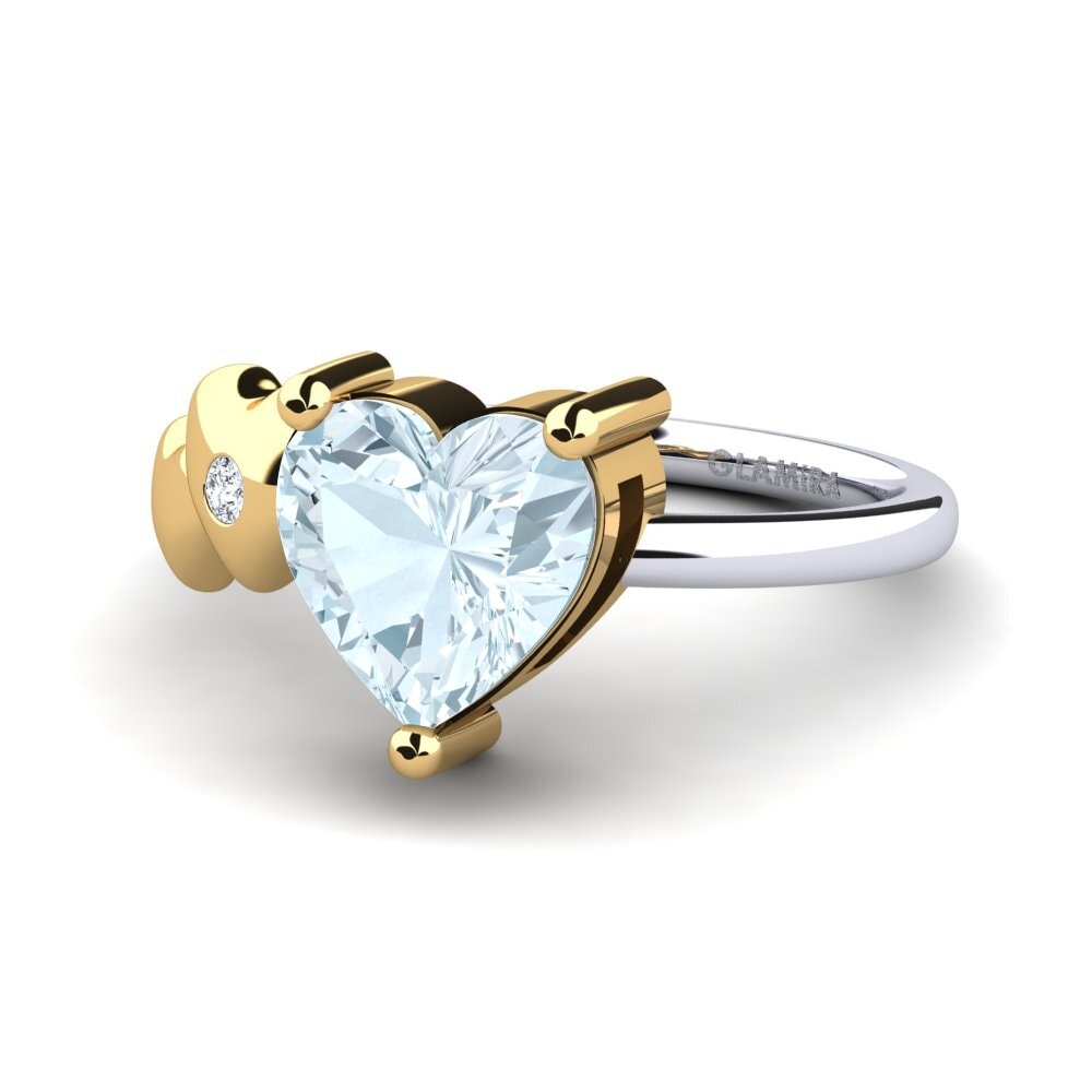 14ct White & Yellow Gold Aquamarine Ring Elauna