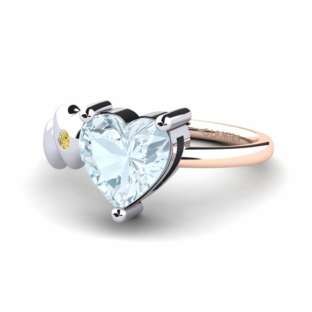 Heart 1.5 Carat Heart Aquamarine 14k Rose & White Gold Ring Elauna