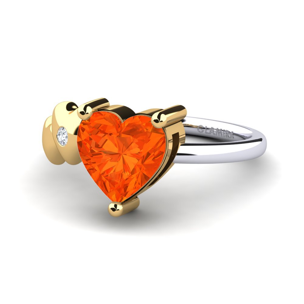 9ct White & Yellow Gold Fire Opal Ring Elauna